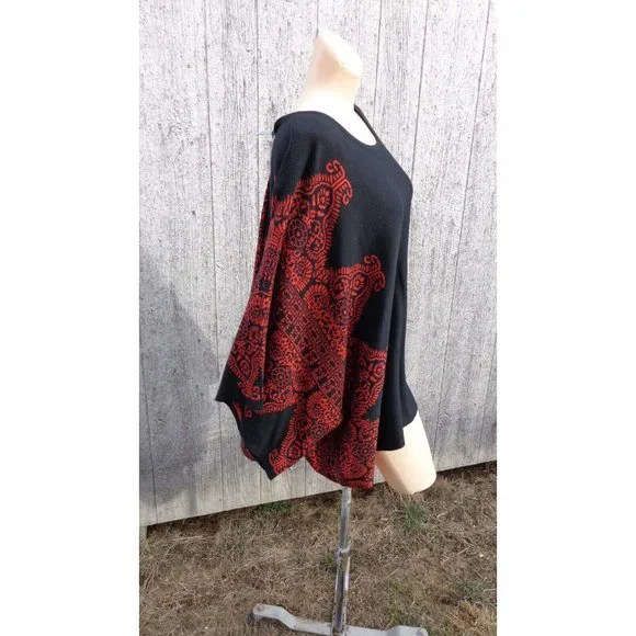 John Mark Rust Black Pullover Poncho W Extra Scarf Platinum 2X 3X NWT $129 - Picture 9 of 13